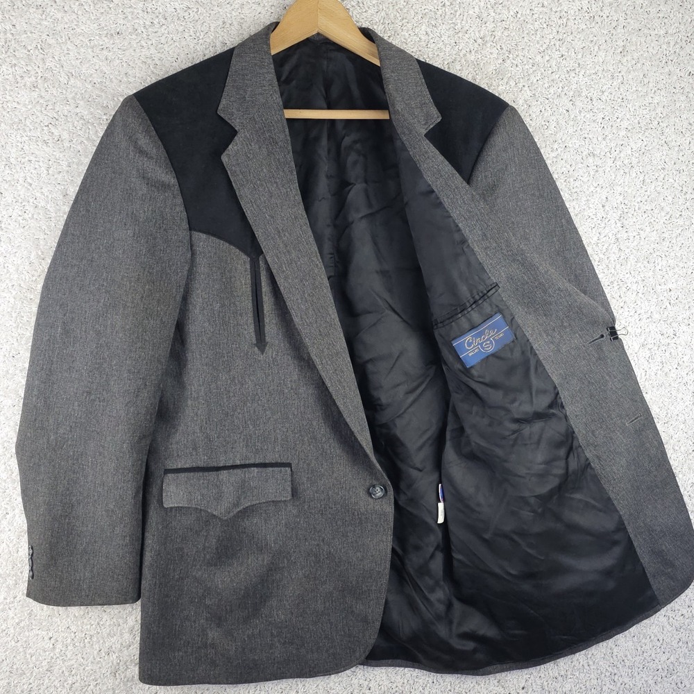 Vintage Circle S Western Blazer Faux Suede Arrow Cattlemans Flaps Sz 43L USA